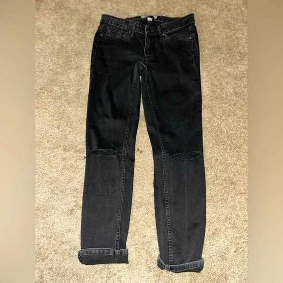 Women's EUC Vintage Calvin Klein Destructed Black Skinny Jeans Size 6 - Picture 4 of 8